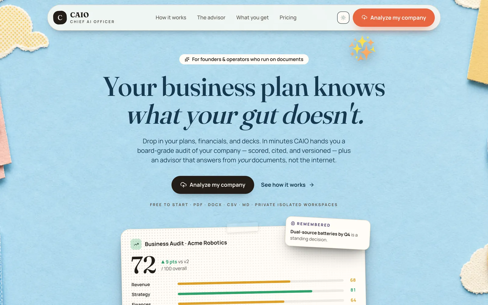 Screenshot of Document-Grounded Business Advisor